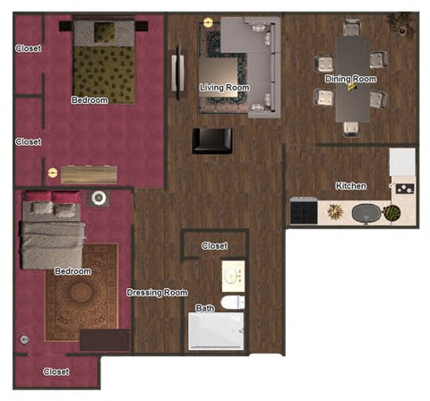 a floor plan of a two bedroom apartment